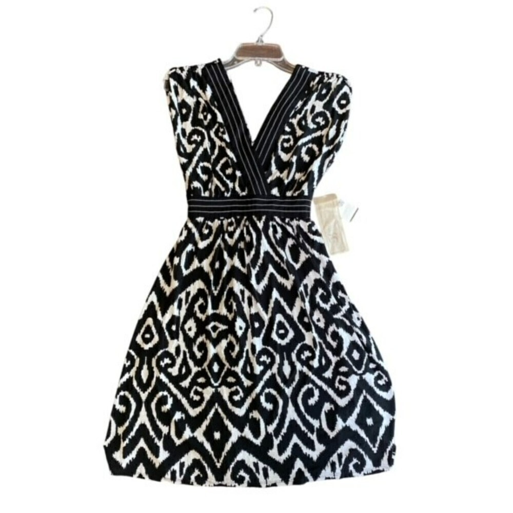 Roulette Women Casual Formal Fit & Flare Sleeveless Geometric Dress Size Medium